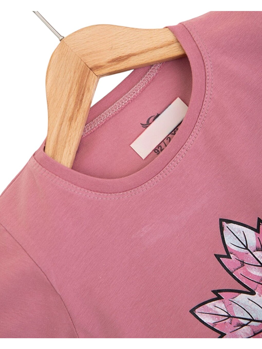 Pembe Kız Çocuk Yazlık Taytlı Baskılı T-shirtlü 2-3-4-5-6-7-8-9 Yaş 2'li Takım-1
