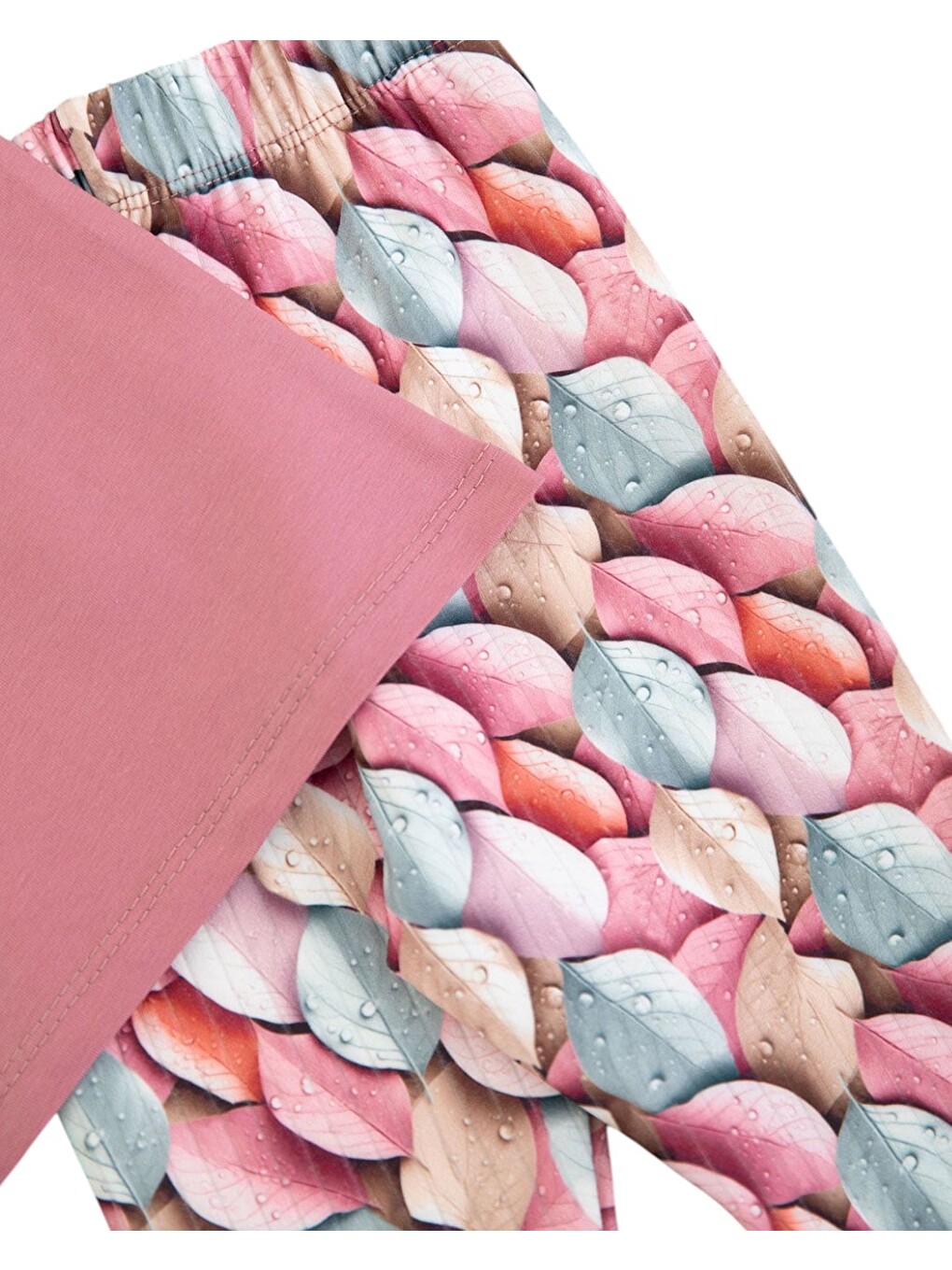 Pembe Kız Çocuk Yazlık Taytlı Baskılı T-shirtlü 2-3-4-5-6-7-8-9 Yaş 2'li Takım-4