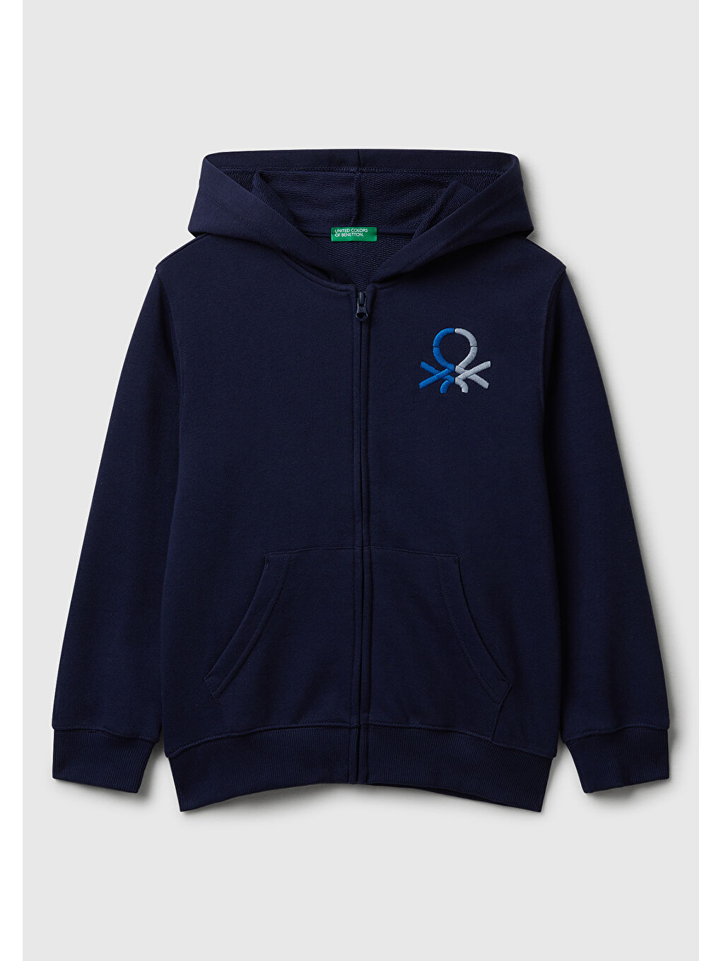 Erkek Çocuk Lacivert Önü Logo Detaylı Fermuarlı Kapüşonlu Sweatshirt