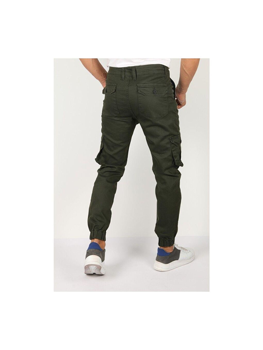 Haki Erkek Slim Fit Kargo Cep Likralı Pantolon-3