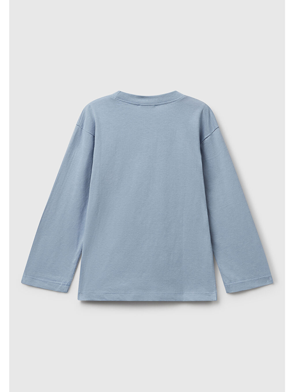 Erkek Çocuk Mavi Baskılı Bisiklet Yaka Uzun Kollu T-shirt-1