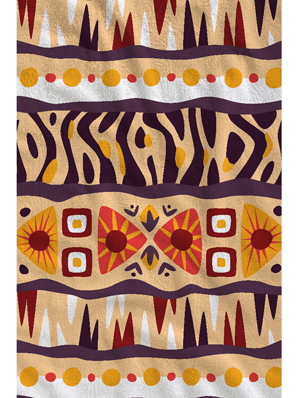 Kahverengi Kahve Turuncu Etnik Tribal Desenli 70x150 Cm Dijital Baskılı Plaj Ve Banyo Havlusu-1