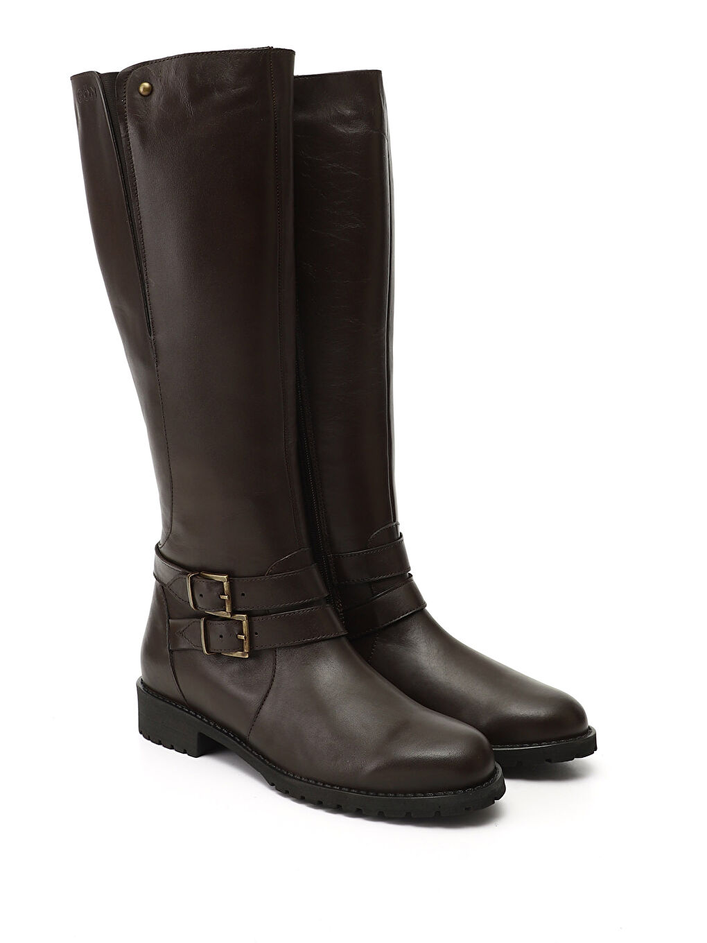 Kahverengi Kadın KAHVERENGİ Fermuarlı Kauçuk Taban Hakiki Deri Çizme-1