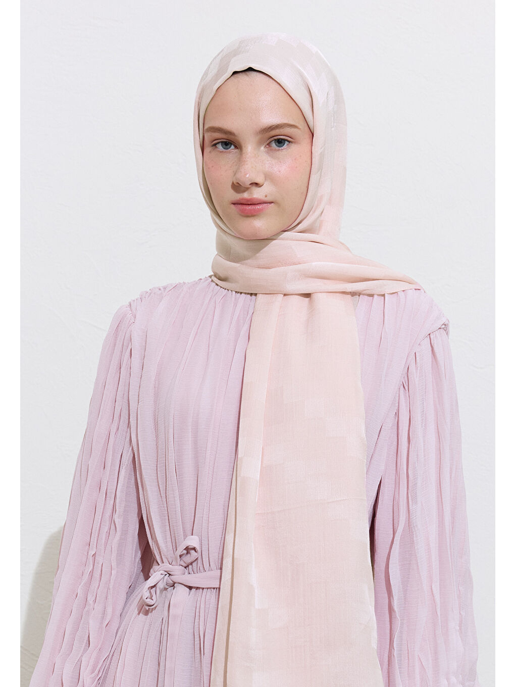 Nori İpek Jakar Şal Soft Pembe-1