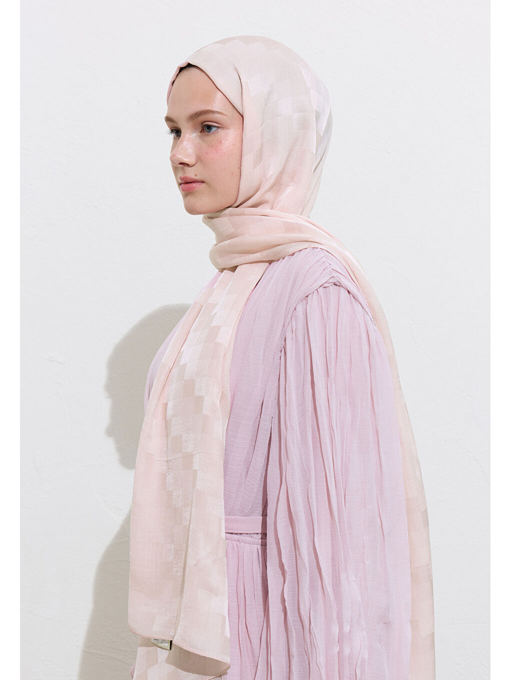 Nori İpek Jakar Şal Soft Pembe-2