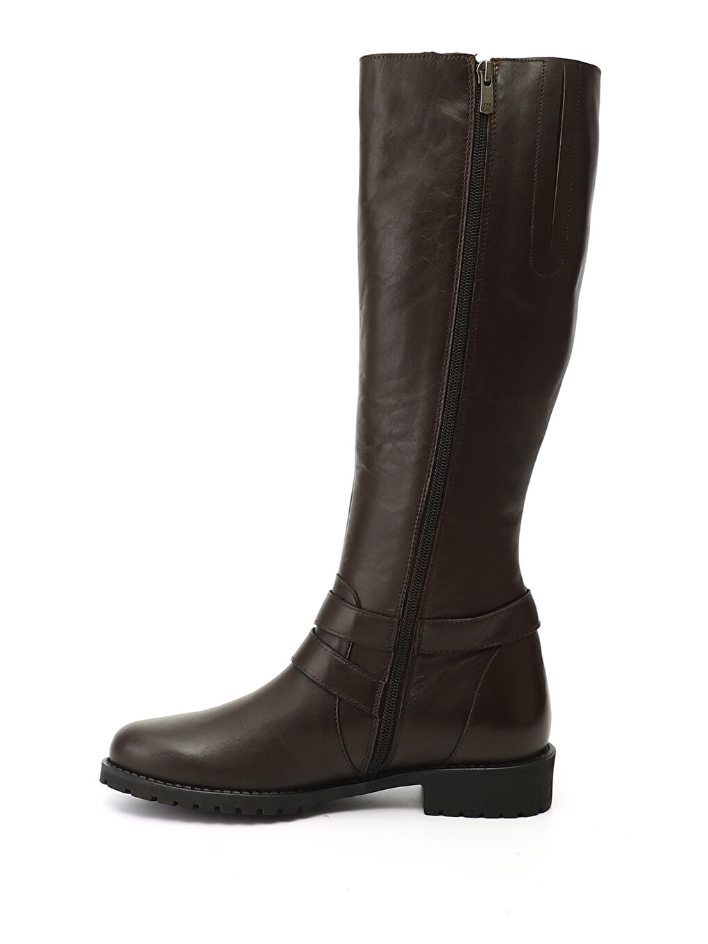 Kahverengi Kadın KAHVERENGİ Fermuarlı Kauçuk Taban Hakiki Deri Çizme-2
