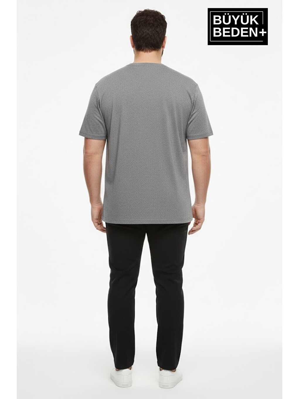 Gri Erkek Büyük Beden A Baskılı 3xl-6xl Bisiklet Yaka Tshırt SPR26BTS510-12-2