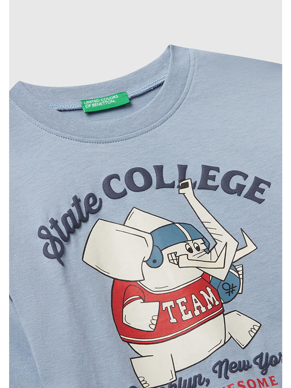 Erkek Çocuk Mavi Baskılı Bisiklet Yaka Uzun Kollu T-shirt-2