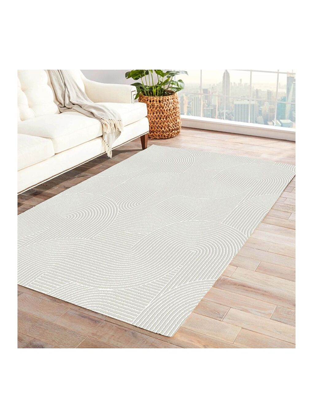 Kahverengi Jassug Röfyef Halı 150X220 Joy Krem