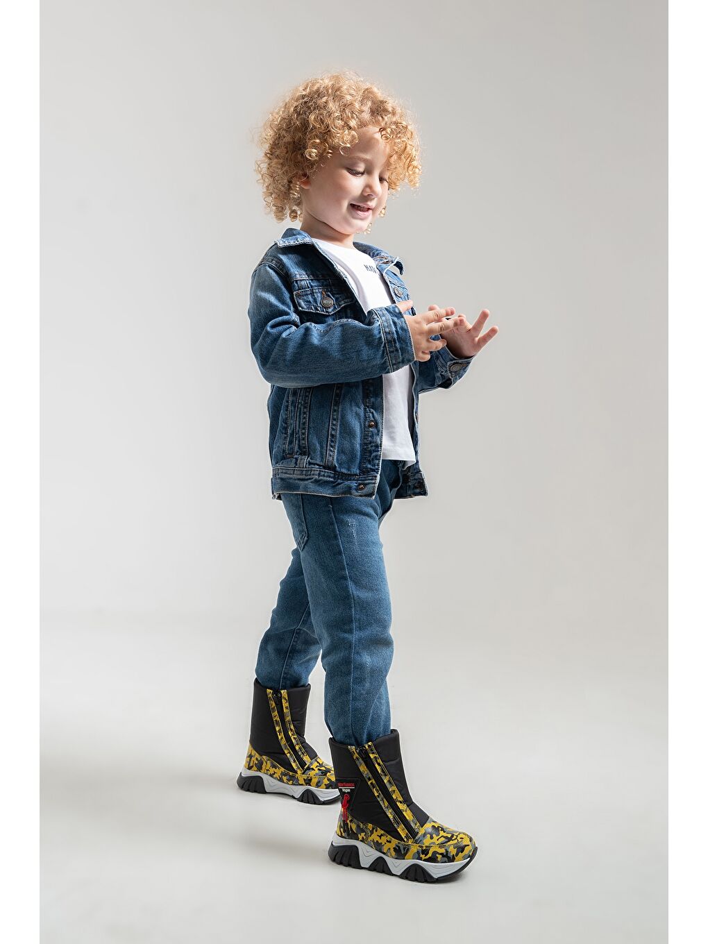 Mavi Erkek Çocuk Sarı Hakiki Deri Suya Dayanıklı Anatomik Günlük Bot-1