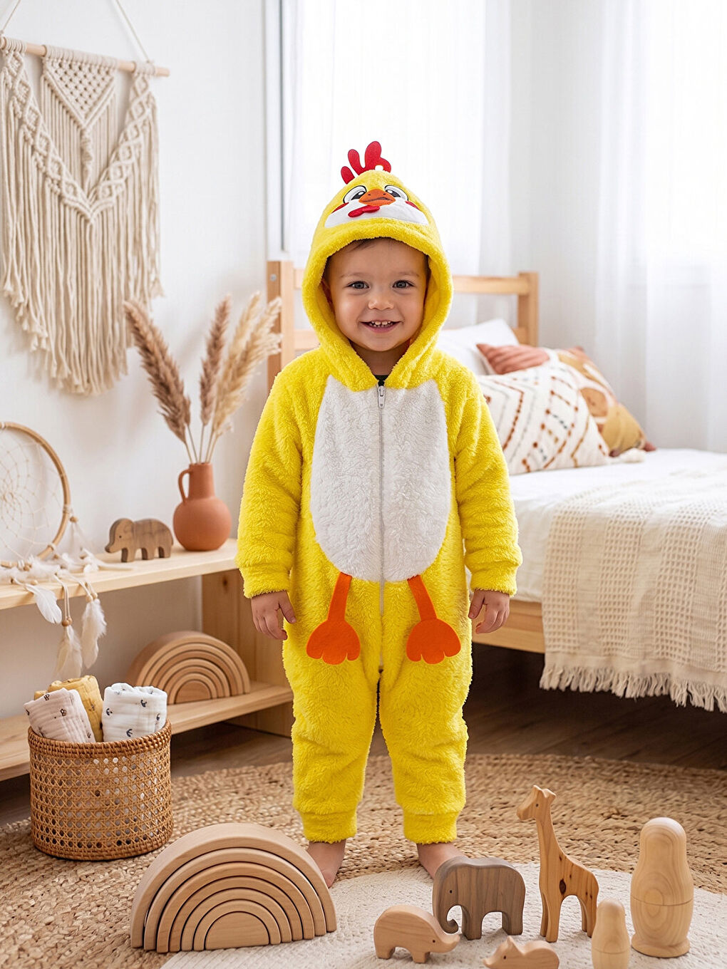 Turuncu Welsoft Kız Çocuk Civciv Desenli Kışlık  Uyku Tulumu 1–6 Yaş-1