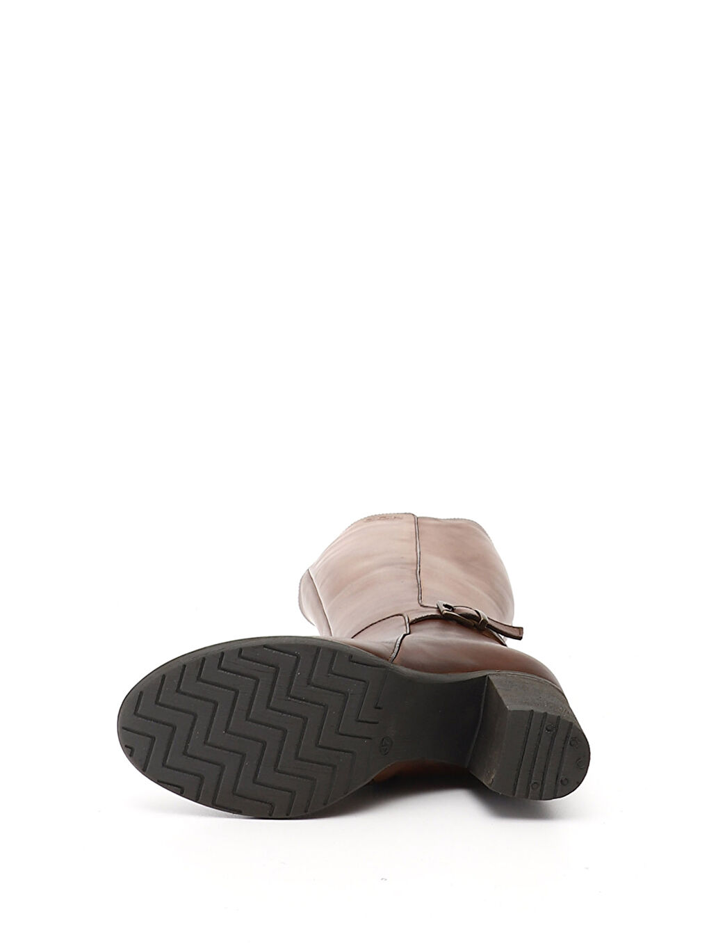 Kahverengi Kadın KAHVERENGİ-TABA Fermuarlı Kalın Topuklu Hakiki Deri Çizme-3