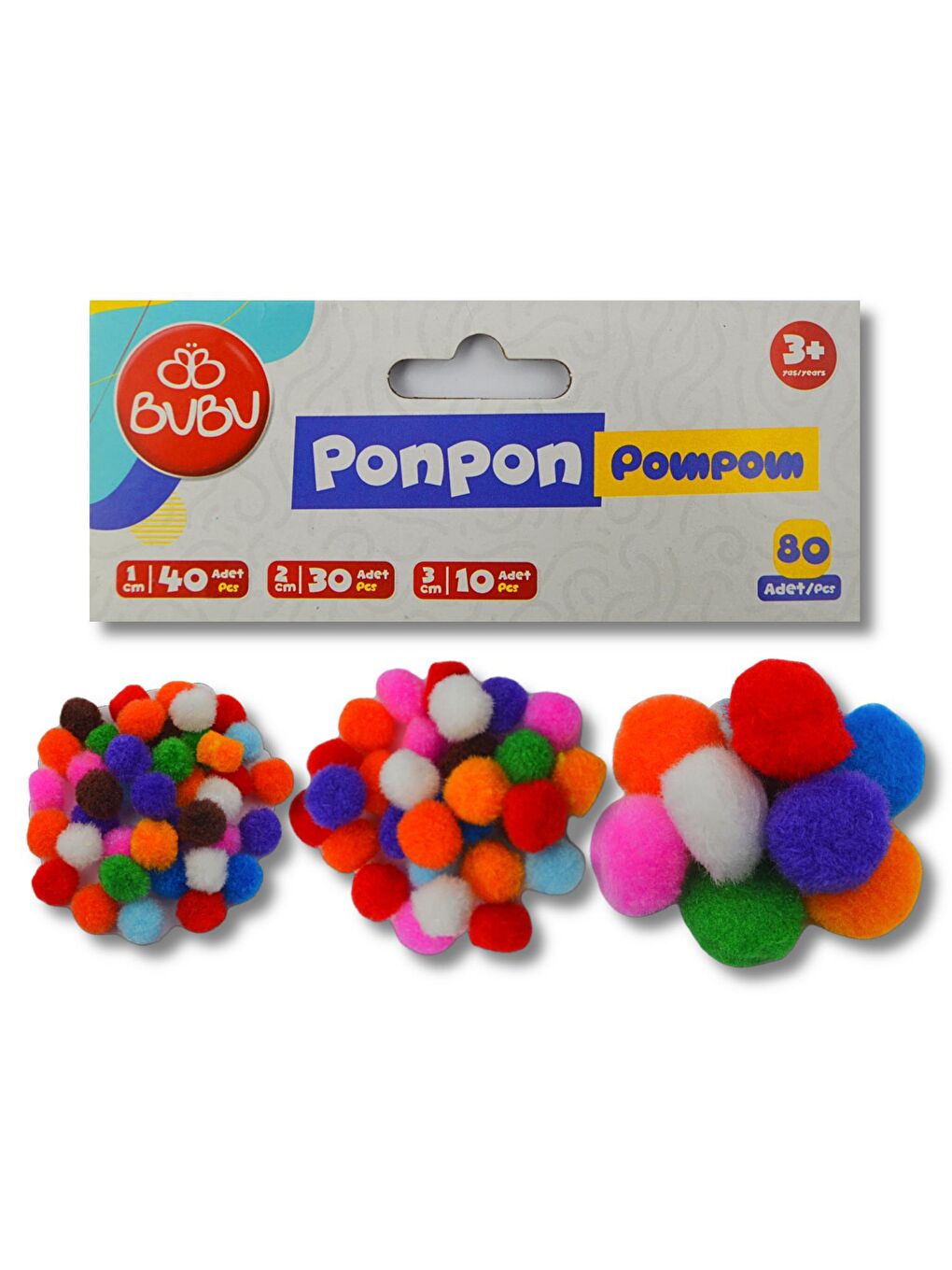 10-20-30 mm Karışık Boy Ponpon 80 li (-HS0025)
