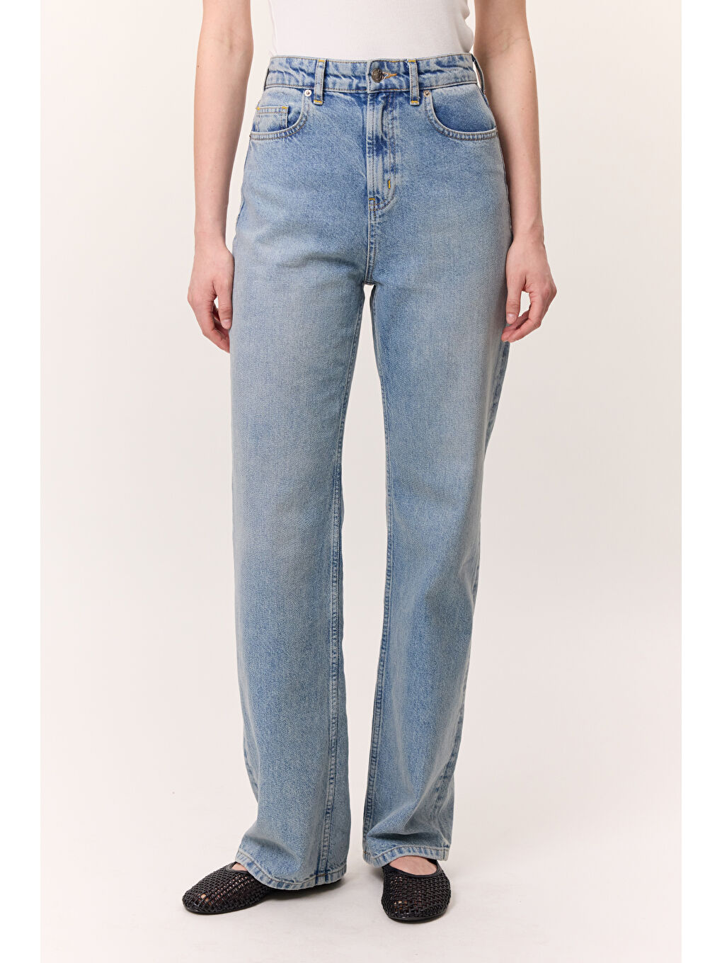 Uzun Paça Straıght Jean Mavi-5