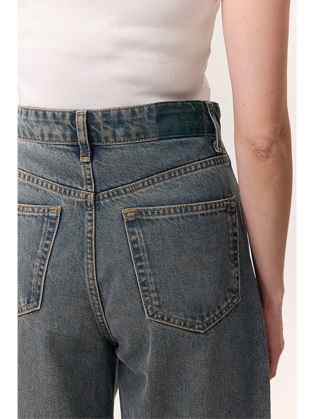 Bol Baggy Fıt Jean Gri Mavi-7