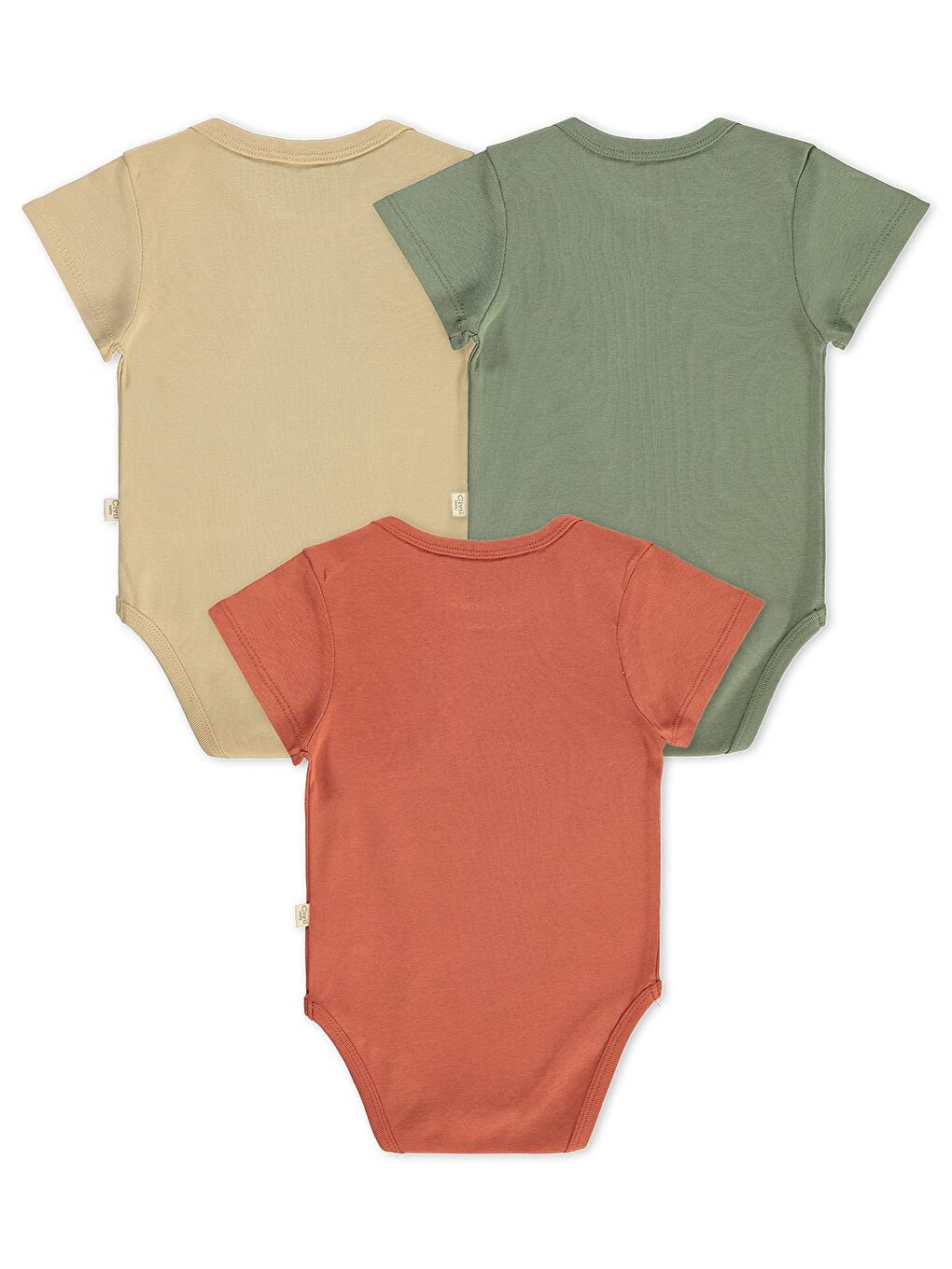 Kahverengi Baby Cep Tilki Hayvan Baskılı 3 Lü 0-36 Ay Çıtçıtlı Badi - Turuncu 1-3 Ay-1