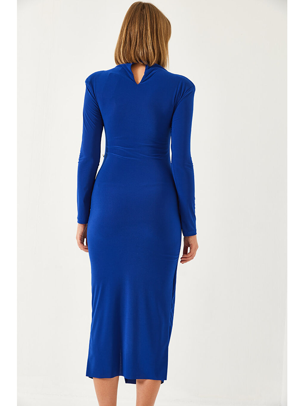 Mavi Kadın Düğme Detaylı Uzun Candy Kumaş Elbise-5