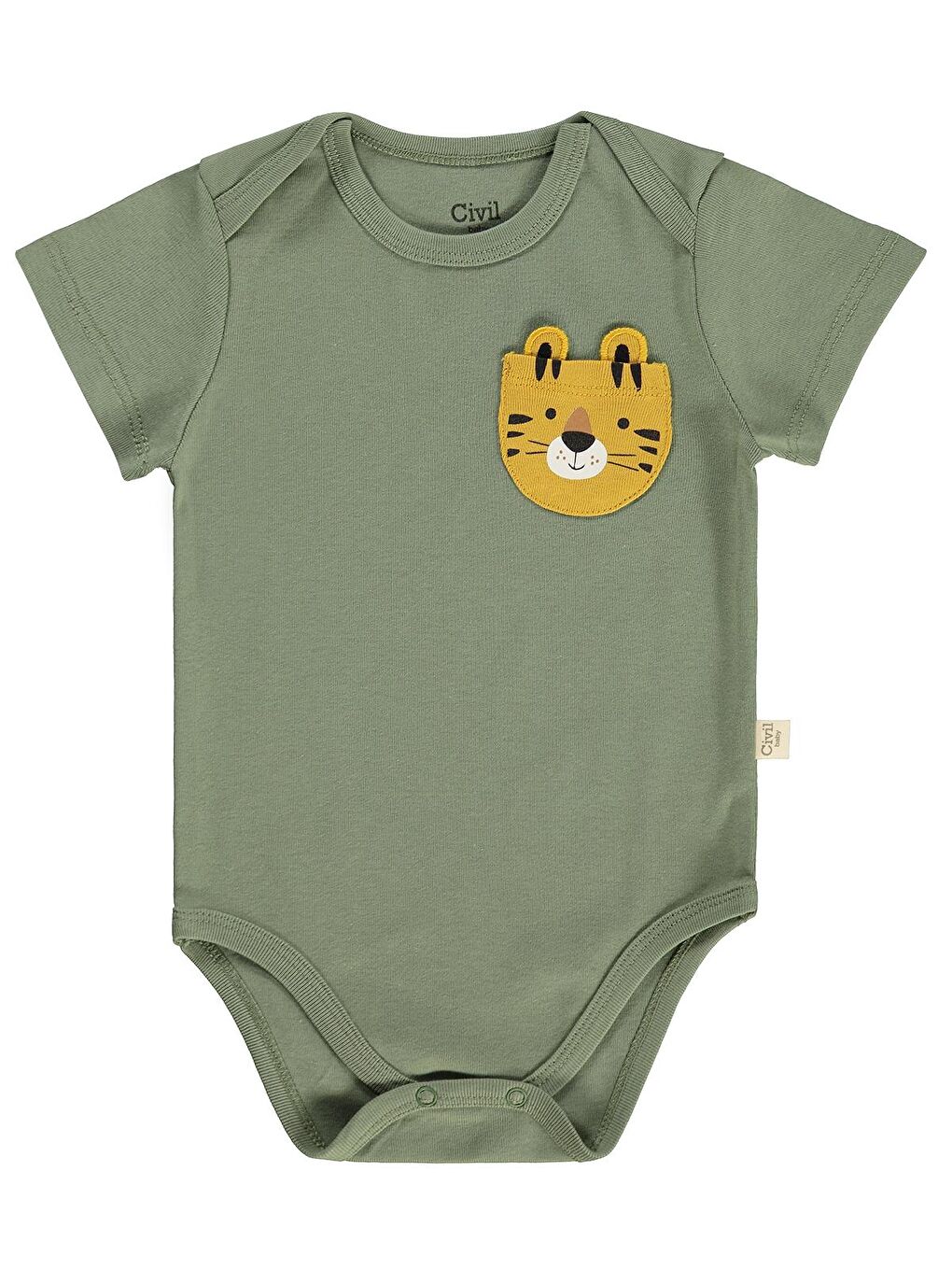 Kahverengi Baby Cep Tilki Hayvan Baskılı 3 Lü 0-36 Ay Çıtçıtlı Badi - Turuncu 1-3 Ay-3