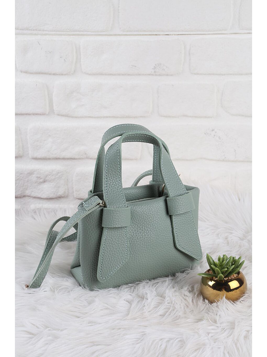 Turkuaz Çift Saplı Askılı Omuz Çantası