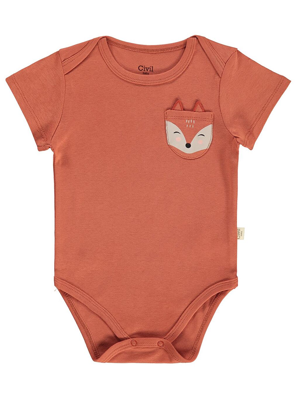 Kahverengi Baby Cep Tilki Hayvan Baskılı 3 Lü 0-36 Ay Çıtçıtlı Badi - Turuncu 1-3 Ay-7