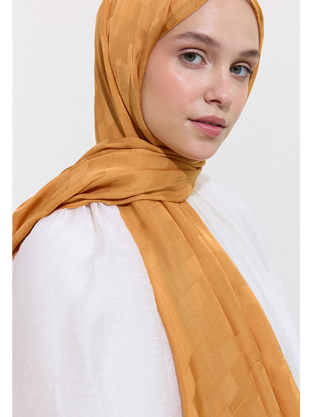 Kahverengi Nori İpek Jakar Şal Tarçın Kabuğu-3