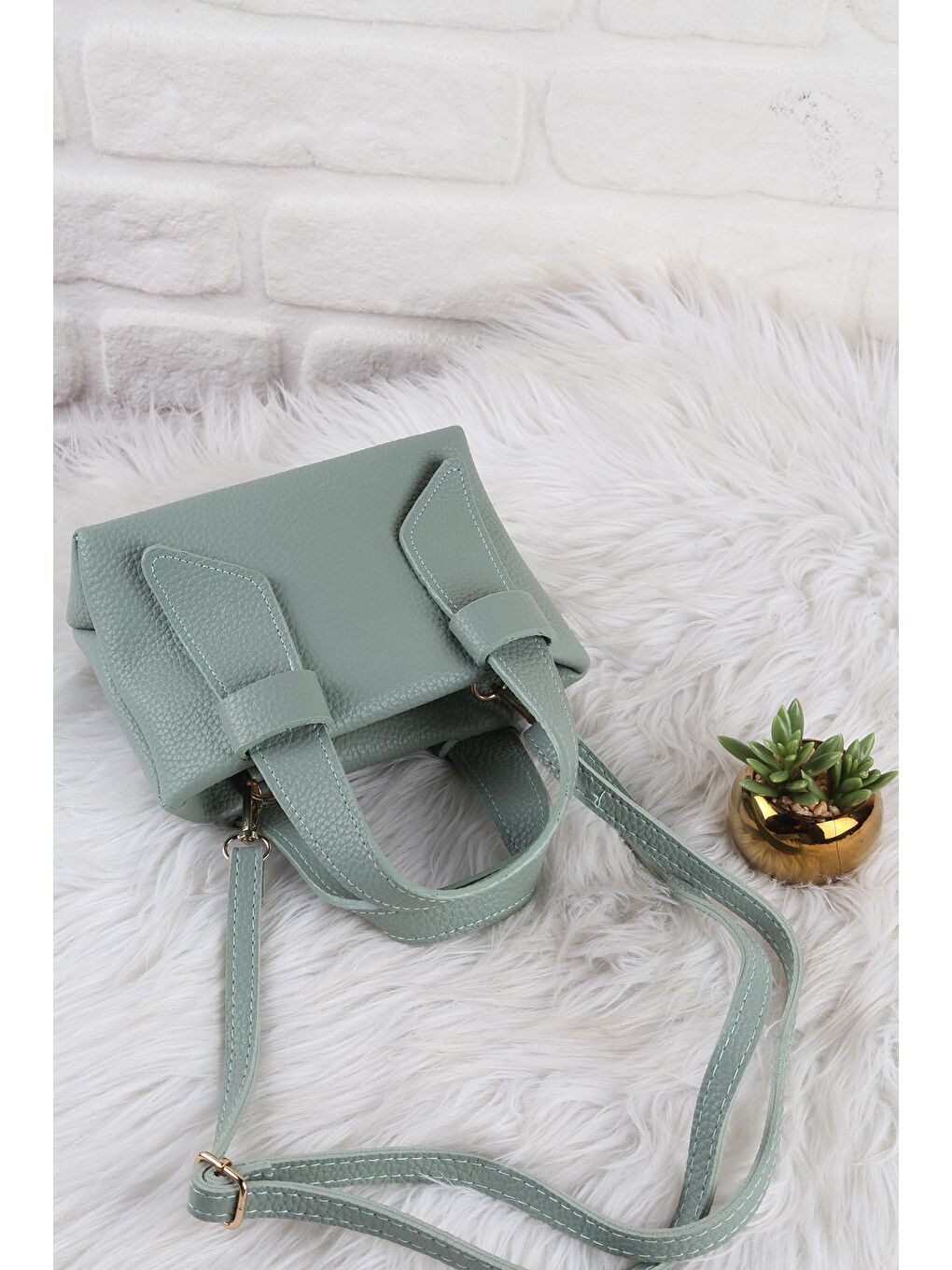 Turkuaz Çift Saplı Askılı Omuz Çantası-1