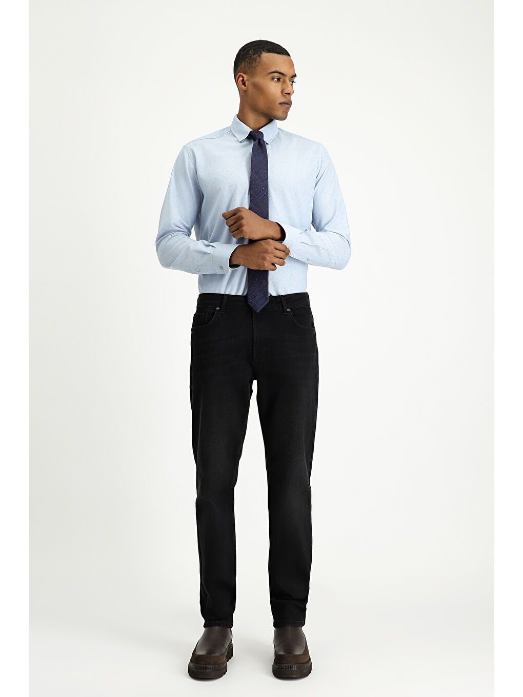 Siyah Regular Fit Elastanlı Denim Jean Pantolon