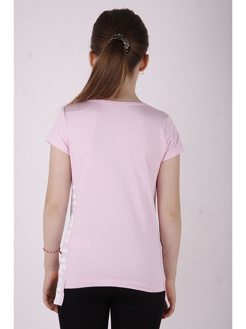 Pembe Kız Çocuk Likee Baskılı Tişört-2