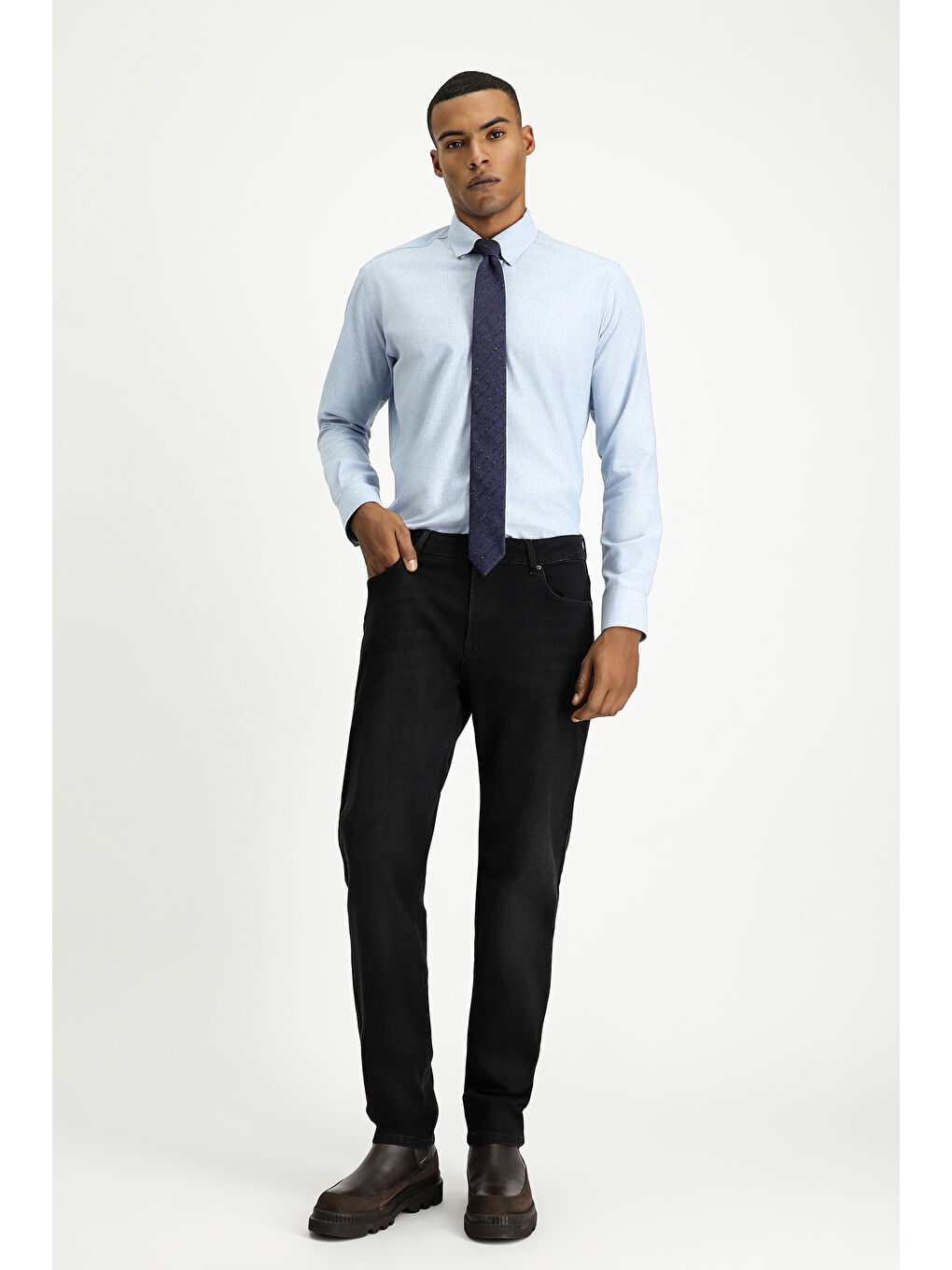 Siyah Regular Fit Elastanlı Denim Jean Pantolon-1