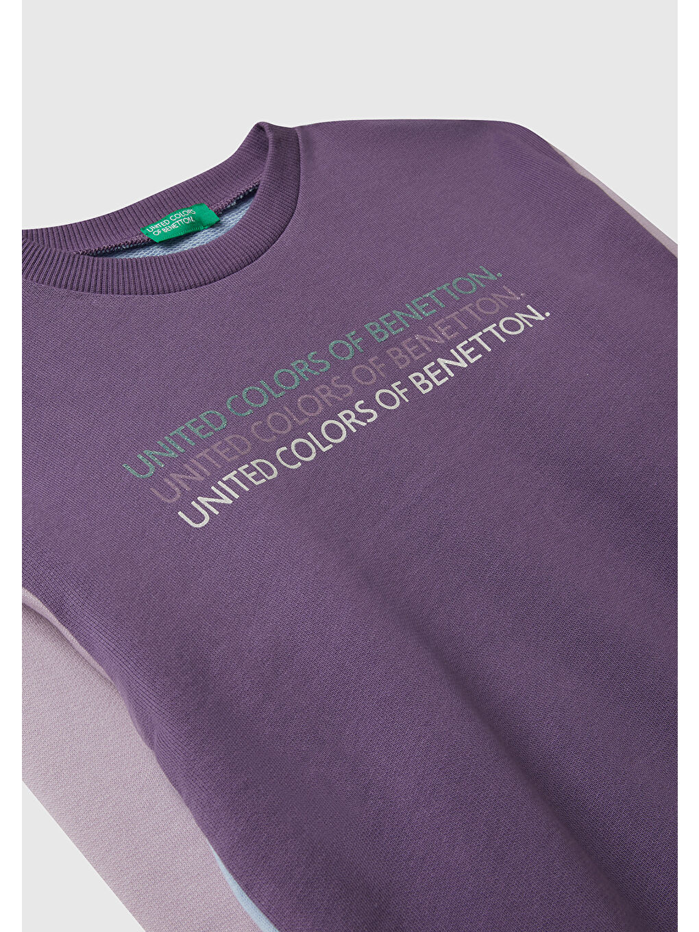 Kız Çocuk Mor-Mavi Parıltılı Logo Baskılı Ribanalı Bisiklet Yaka Sweatshirt-2