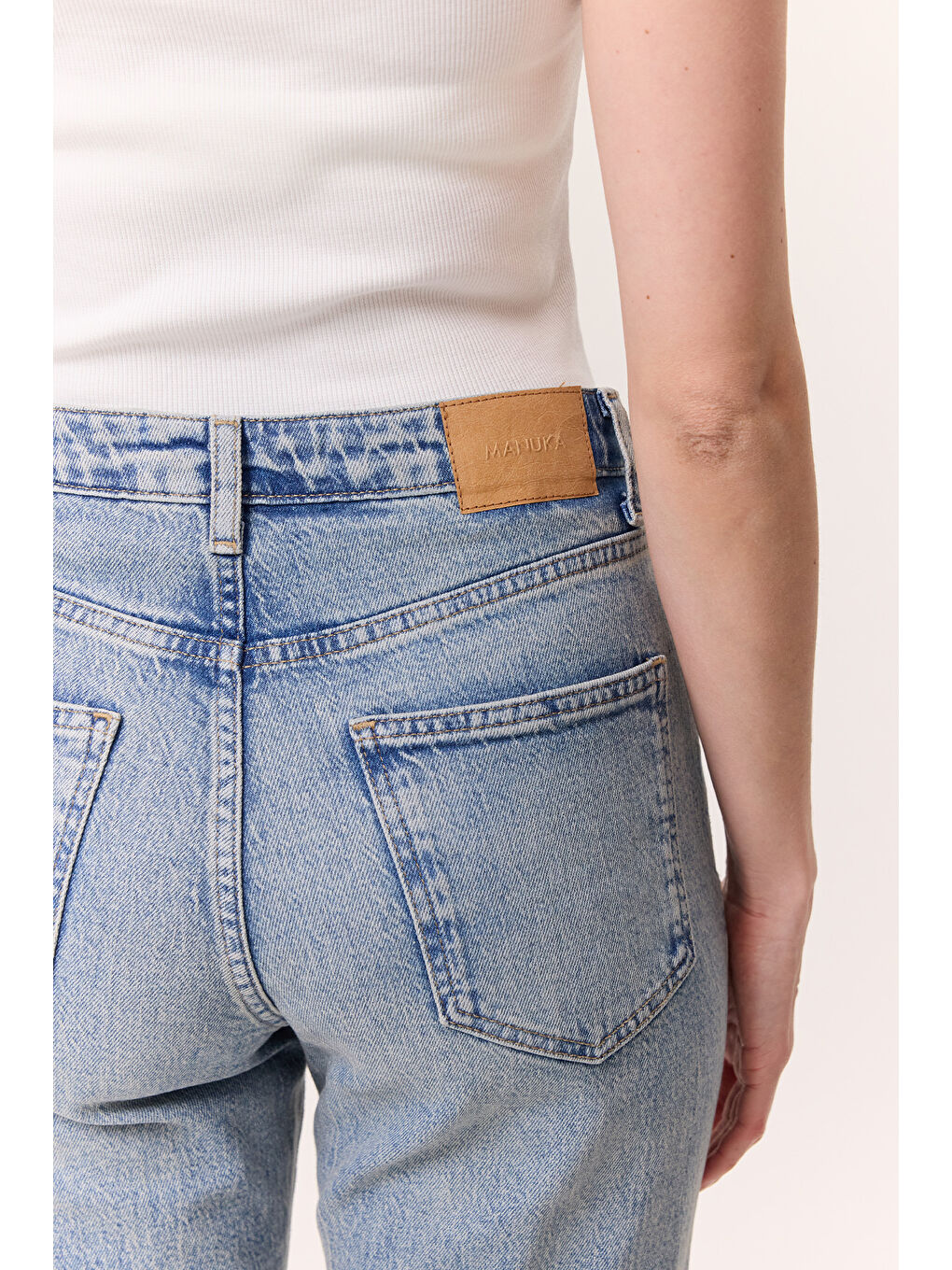 Yüksek Bel Flare Paça Jean Açık Mavi-4