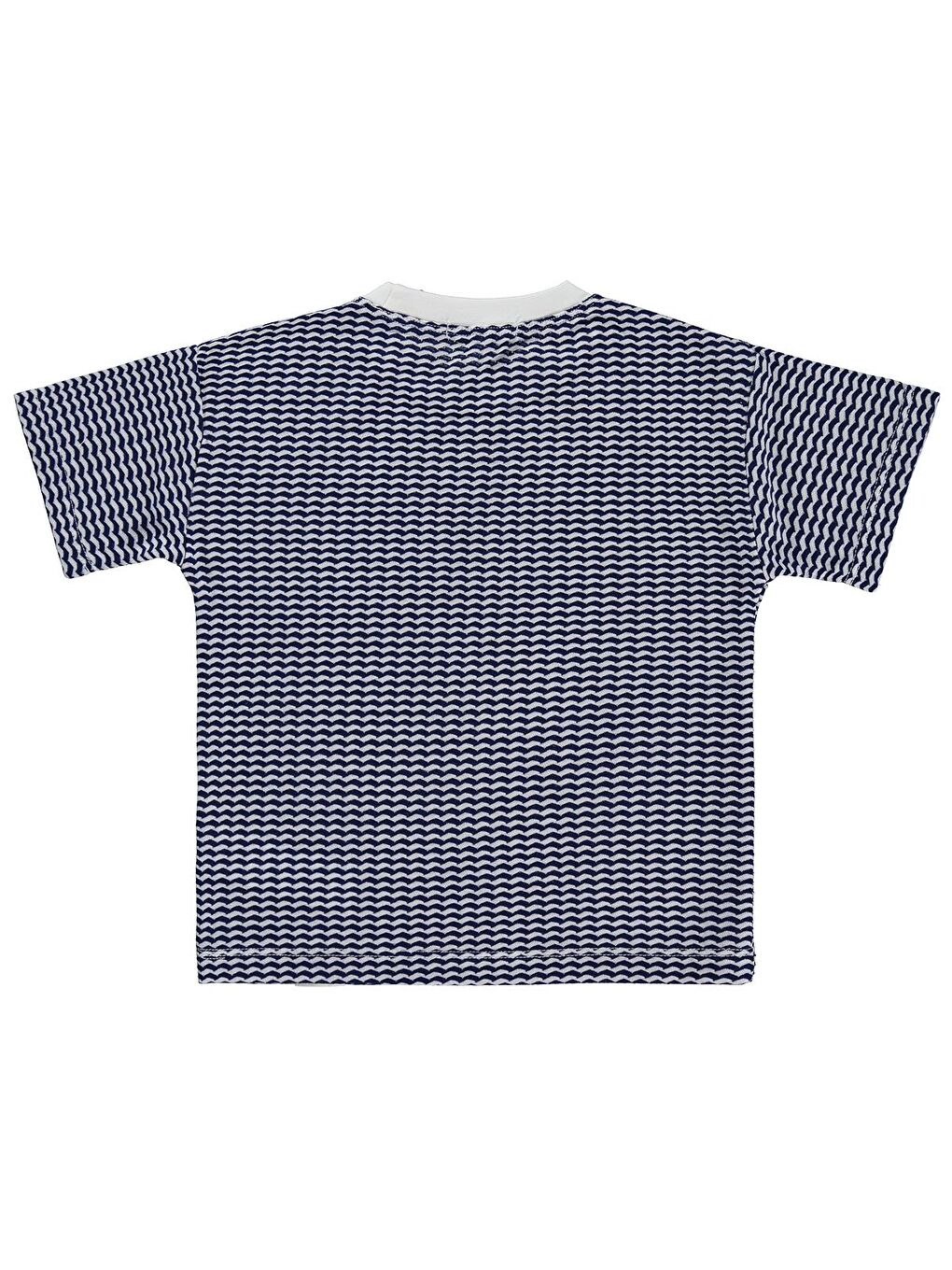Boys Yatay Dalgalı Çizgili 2-5 Yaş Tişört - Lacivert 3-4 Yaş-1