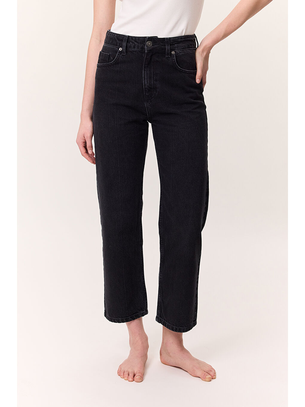 Yüksek Bel Straıght Fıt Jean Siyah-1