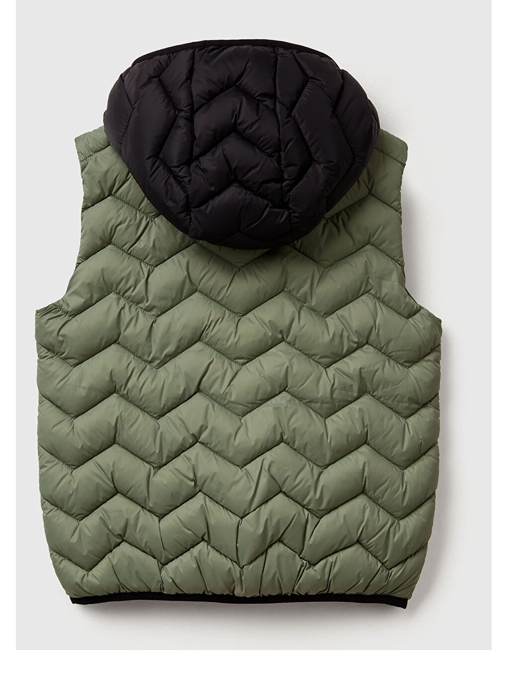 Erkek Çocuk Haki Logo Detaylı Kapüşonlu Yelek-1