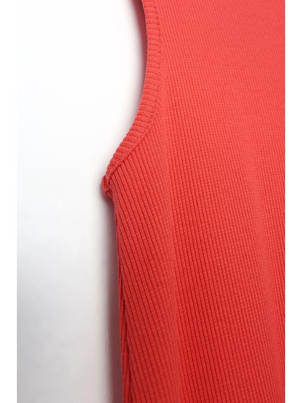 Kırmızı Nar Çiçeği-Pamuklu Fitilli Kolsuz İçlik Elbise-6