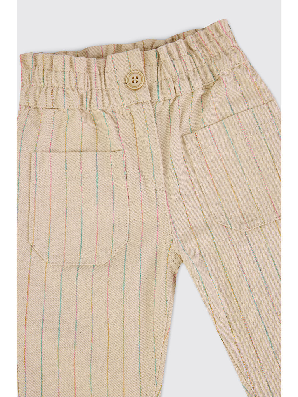 Kız Bebek Çizgili Bej Pantolon-2