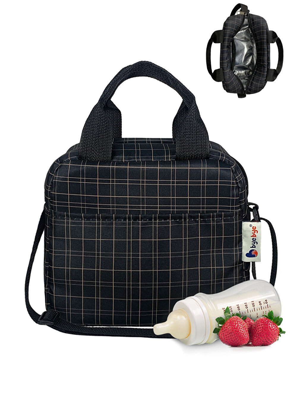Bye Bye Lunch Omuz Askılı Beslenme Çantası ve Termos Yemek Taşıma Çantası Siyah-5