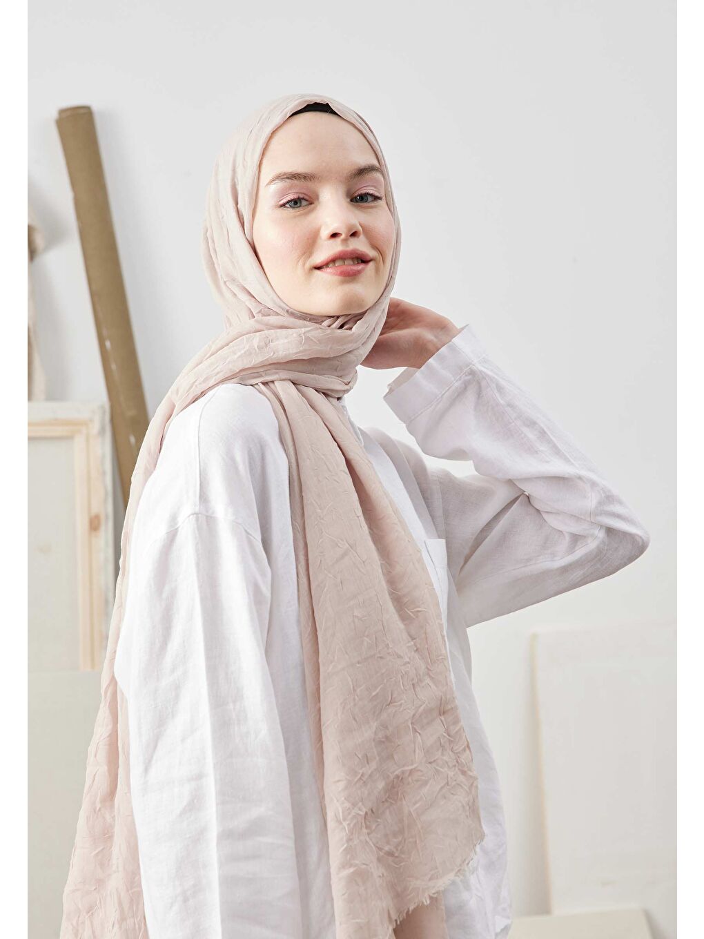 Bej Bambu Şal Nude-1