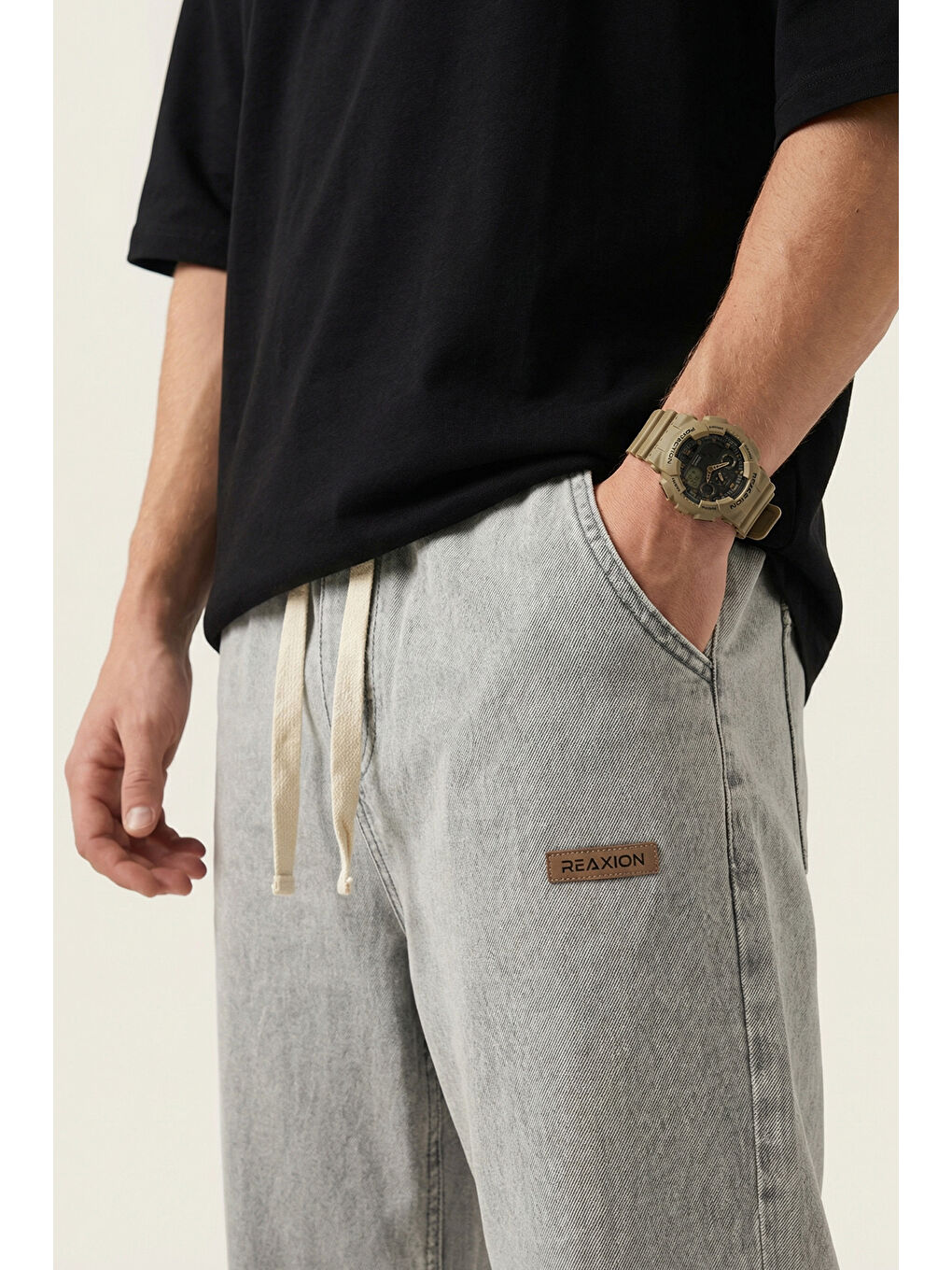 Bej Erkek Rahat Kesim Baggy Jean Pantolon 30073 - Taş-1