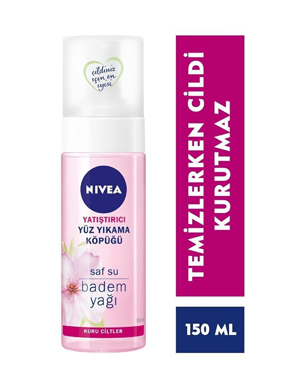 NIVEA Şeffaf Yüz Temizleyici Yıkama Köpüğü 150 ml, Kuru Ciltler, Doğal Badem Yağı