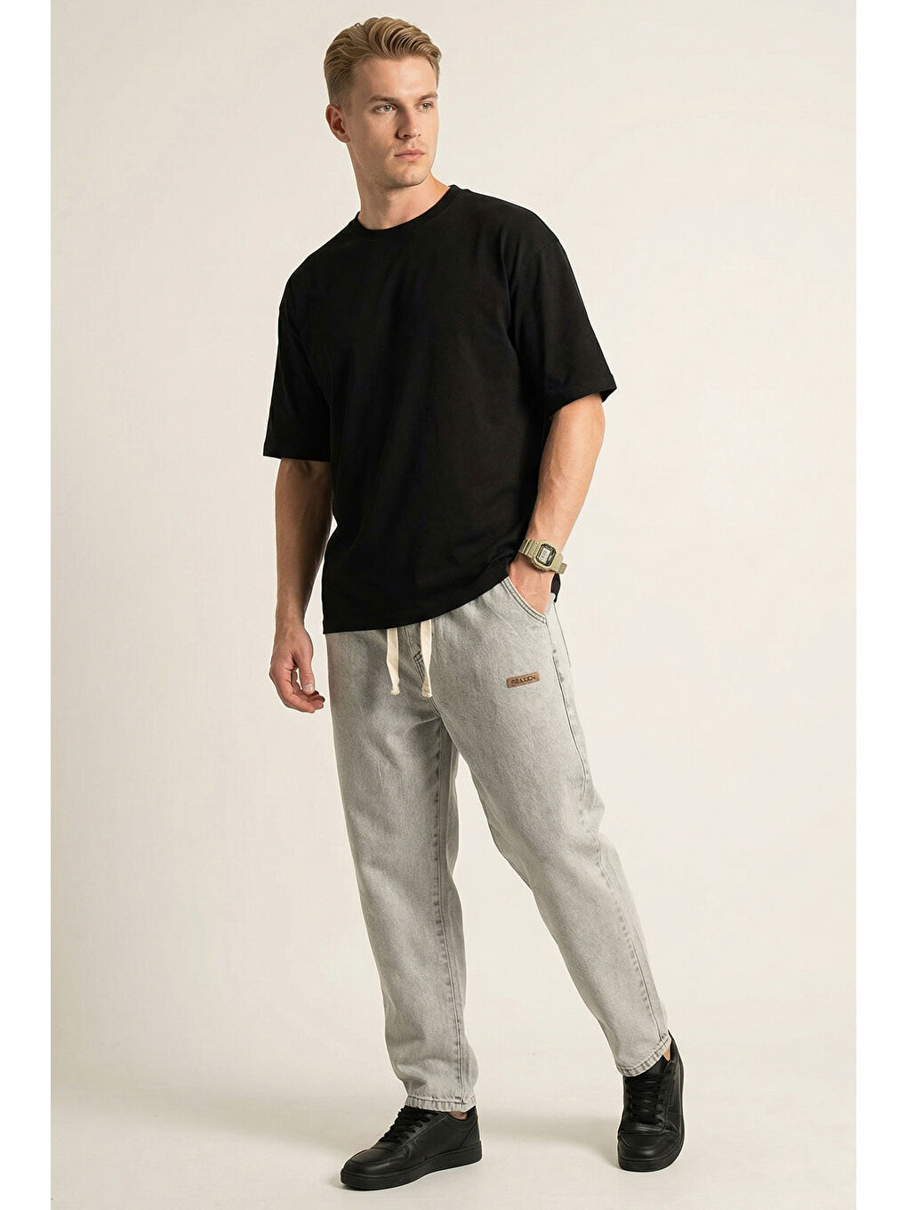 Bej Erkek Rahat Kesim Baggy Jean Pantolon 30073 - Taş-2