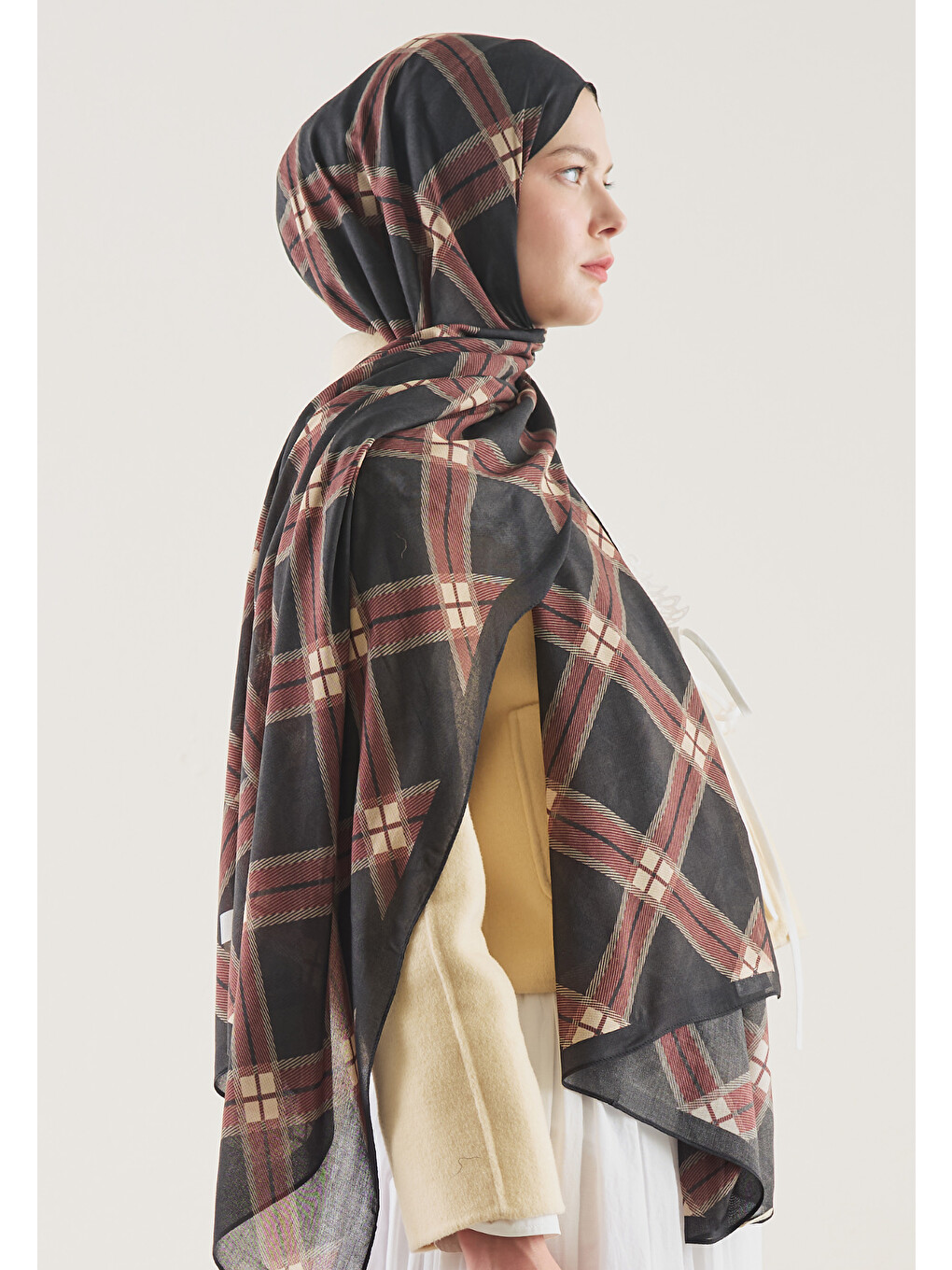 Plaid Desen Rami Şal Siyah-2