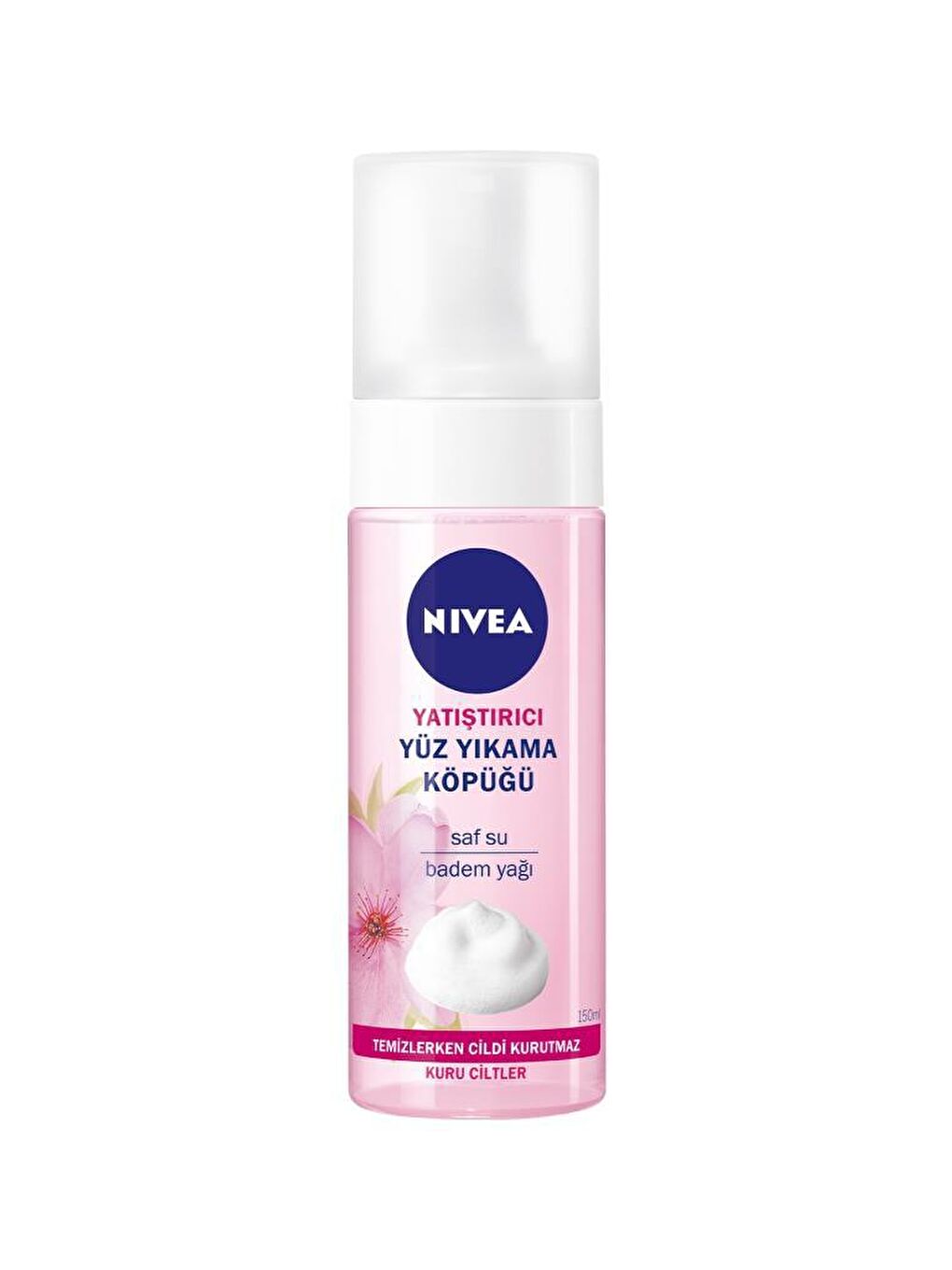 NIVEA Şeffaf Yüz Temizleyici Yıkama Köpüğü 150 ml, Kuru Ciltler, Doğal Badem Yağı - 1