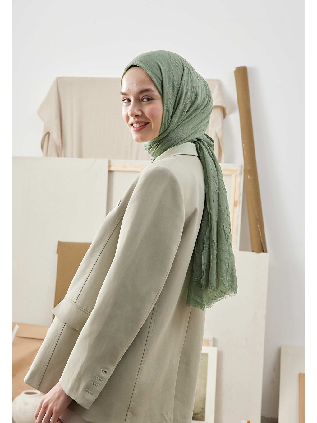 Bambu Şal Mint Yeşili-3