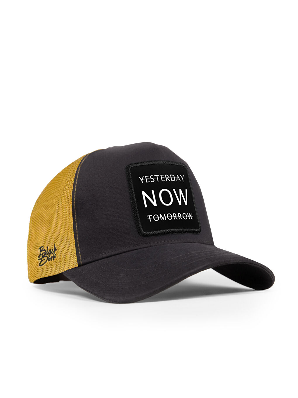 Yesterday Now Tomorrow Logolu Antrasit-Sarı Trucker Şapka