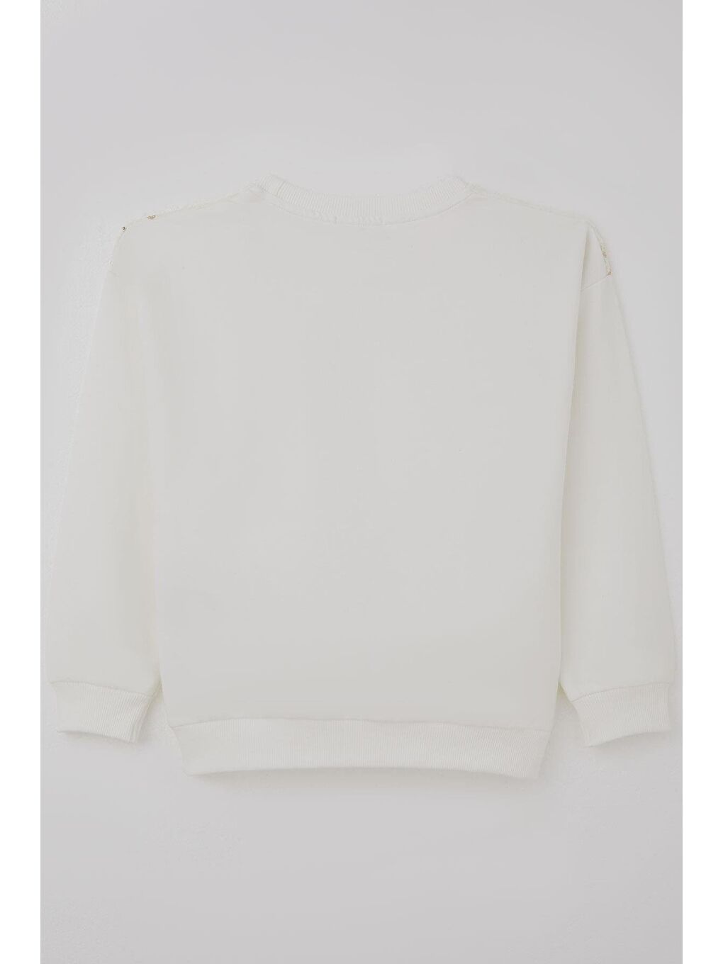 Kız Çocuk Sweatshirt Pullu Kelebek İşlemeli Tülü Çiçek Detaylı Ekru (8-12 Yaş)-3