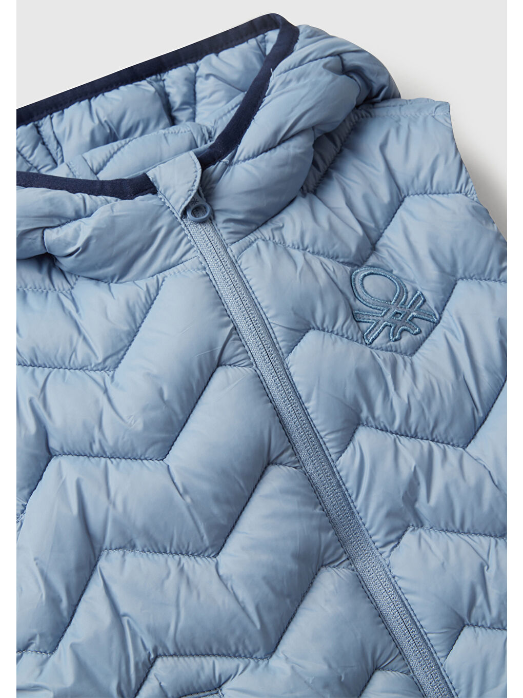 Erkek Çocuk Açık Mavi Logo Detaylı Kapüşonlu Yelek-2