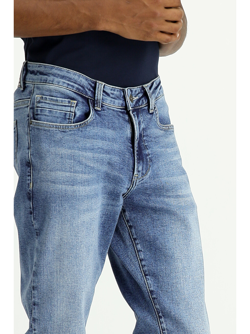 Lacivert Slim Fit Dar Kesim Elastanlı Denim Jean Pantolon-3