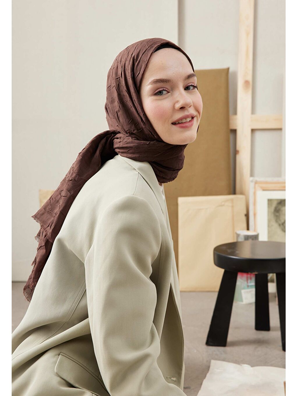 Kahverengi Bambu Şal Kakao-1