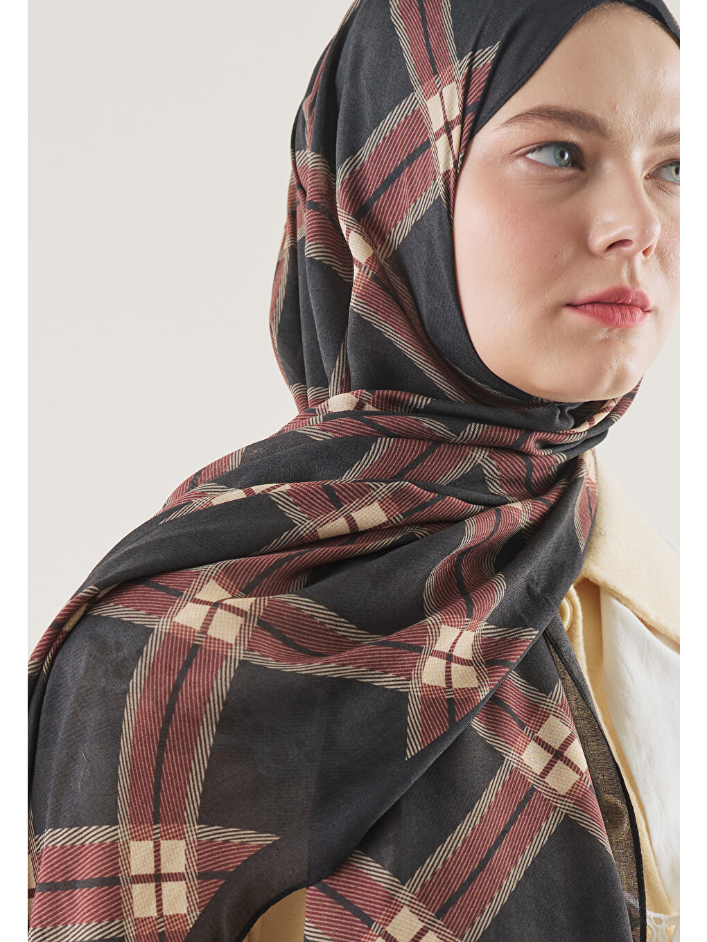 Plaid Desen Rami Şal Siyah-3